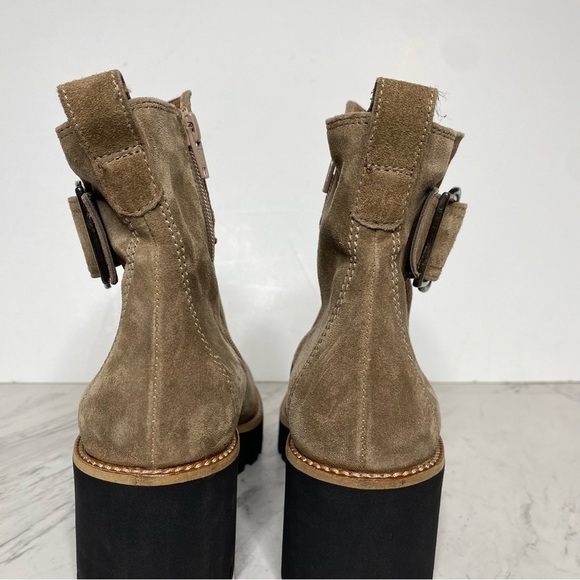 Paul Green Taupe Suede Buckle Lug Sole Boot 5 / 7.5 - Picture 5 of 16